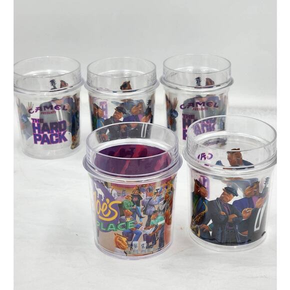 Camel Cigarette Hard Pack Mugs Cups Tumbler Set 5 Thermoserv Joes Place Vintage - Picture 2 of 14